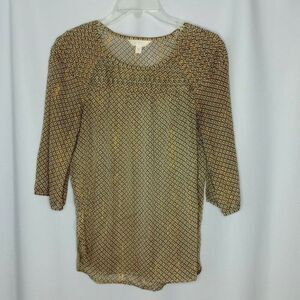 LC Lauren Conrad Peasant Blouse Lightweight Floral Flowy 3/4 Sleeves Top XS